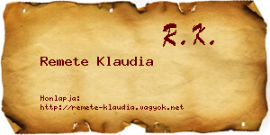 Remete Klaudia névjegykártya